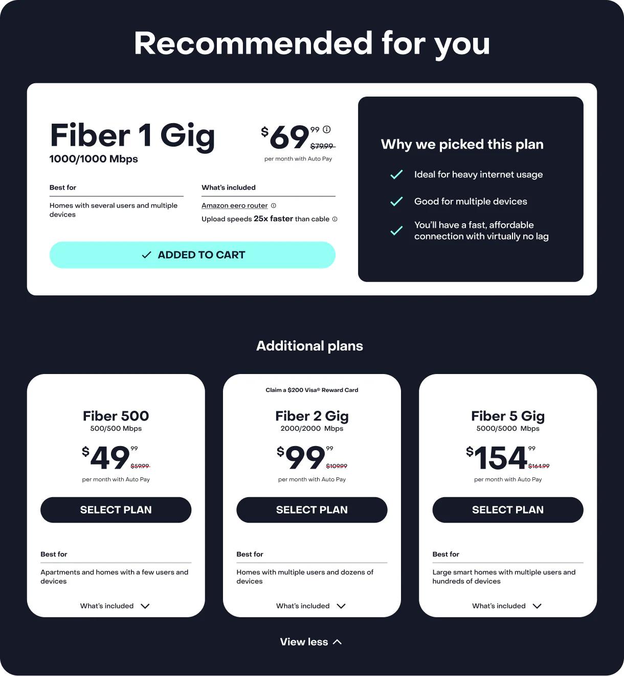 Expanded recommendation with alternatives