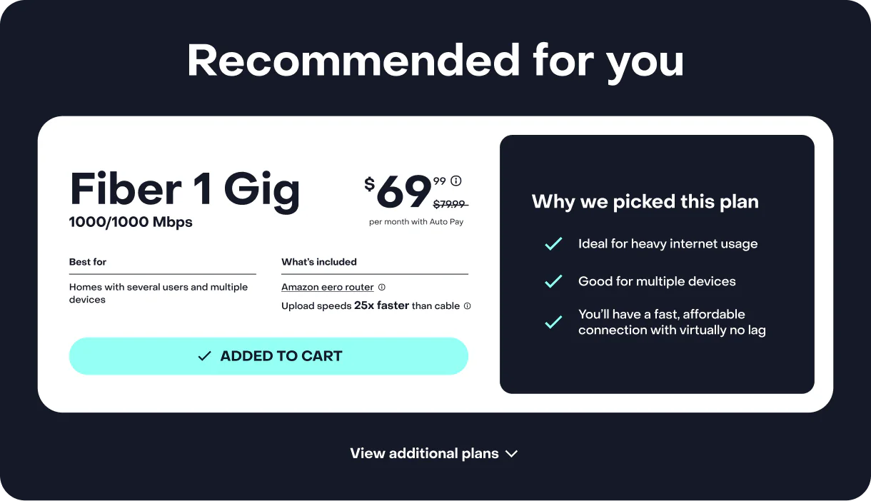 Frontier focused plan recommendation